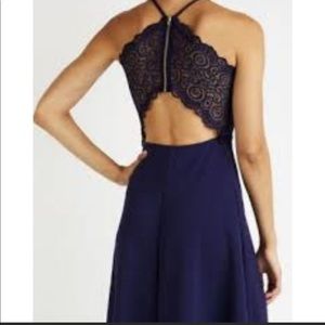 LAST DAY TO BUY!  Charlotte Russe High Low Blue Lace-back Dress, size Large